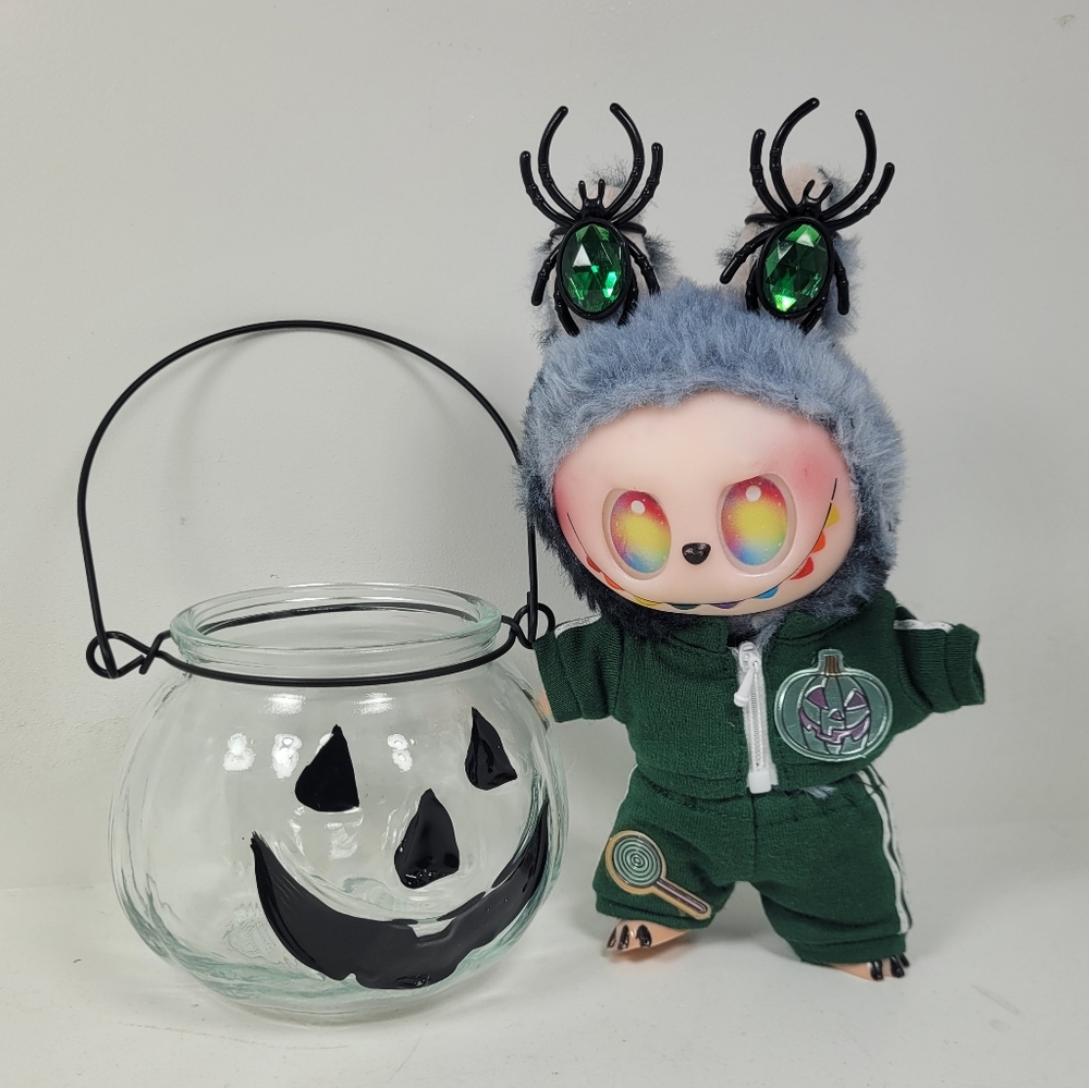 Green Halloween Outfir with Glass Jar